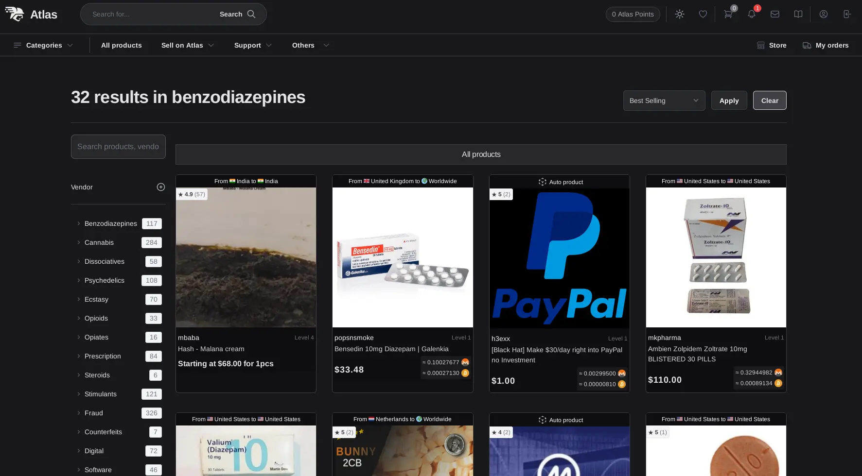 Atlas Darknet Market Category Search Results